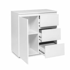 Meuble De Rangement 1 Porte 3 Tiroirs Blanc -Ledepot Mobilier Magasin meuble de rangement 1 porte 3 tiroirs blanc image 1 2
