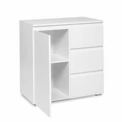 Meuble De Rangement 1 Porte 3 Tiroirs Blanc -Ledepot Mobilier Magasin meuble de rangement 1 porte 3 tiroirs blanc image 1 4