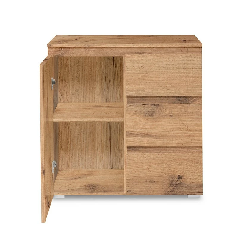 Meuble De Rangement 1 Porte 3 Tiroirs Naturel 7 Meuble De Rangement 1 Porte 3 Tiroirs Naturel – Image 5