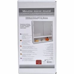 Meuble Haut Miroir Mural 2 Portes -Ledepot Mobilier Magasin meuble haut miroir mural 2 portes 2