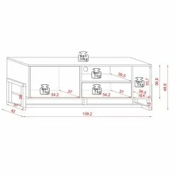 Meuble TV 2 Portes 2 Niches Oslo Blanc -Ledepot Mobilier Magasin meuble tv 2 portes 2 niches oslo blanc 5