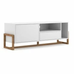 Meuble TV 2 Portes 2 Niches Oslo Blanc -Ledepot Mobilier Magasin meuble tv 2 portes 2 niches oslo blanc 6