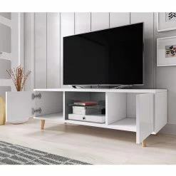 Meuble TV 2 Portes Sweden Blanc -Ledepot Mobilier Magasin meuble tv 2 portes sweden blanc 2
