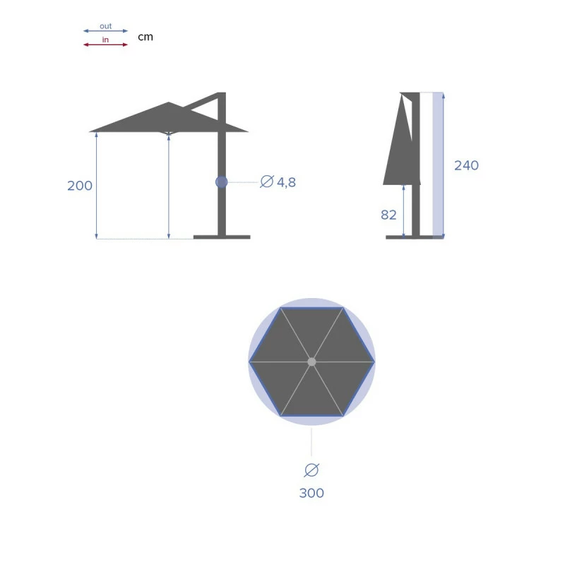 Parasol Décentré Rond Manoa Bleu Canard Hespéride 6 Parasol Décentré Rond Manoa Bleu Canard Hespéride – Image 4
