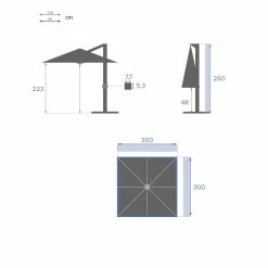 Parasol Déporté Carré Equador Ardoise Hespéride -Ledepot Mobilier Magasin parasol deporte carre equador ardoise hesperide 1 7