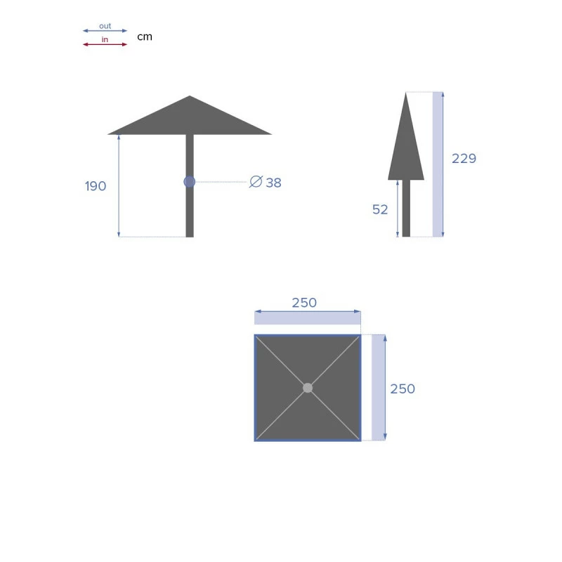 Parasol Droit Carré 2,5x2,5m Soya Vert Olive Hespéride 9 Parasol Droit Carré 2,5x2,5m Soya Vert Olive Hespéride – Image 7
