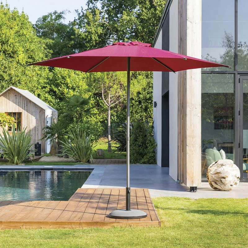 Parasol Droit Rond 2,7m Soya Bordeaux Hespéride 3 Parasol Droit Rond 2,7m Soya Bordeaux Hespéride
