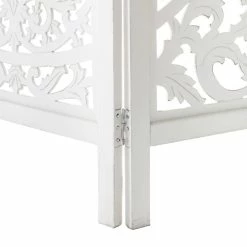 Paravent Blanc Terre Bois Sculpté Atmosphera -Ledepot Mobilier Magasin paravent blanc terre bois sculpte atmosphera 2