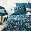 Parure De Lit Paon Bleu Canard 240x220 Atmosphera -Ledepot Mobilier Magasin parure de lit paon bleu canard 240x220 atmosphera