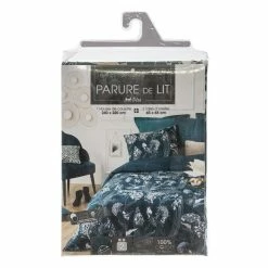 Parure De Lit Paon Bleu Canard 240x220 Atmosphera -Ledepot Mobilier Magasin parure de lit paon bleu canard 240x220 atmosphera 4