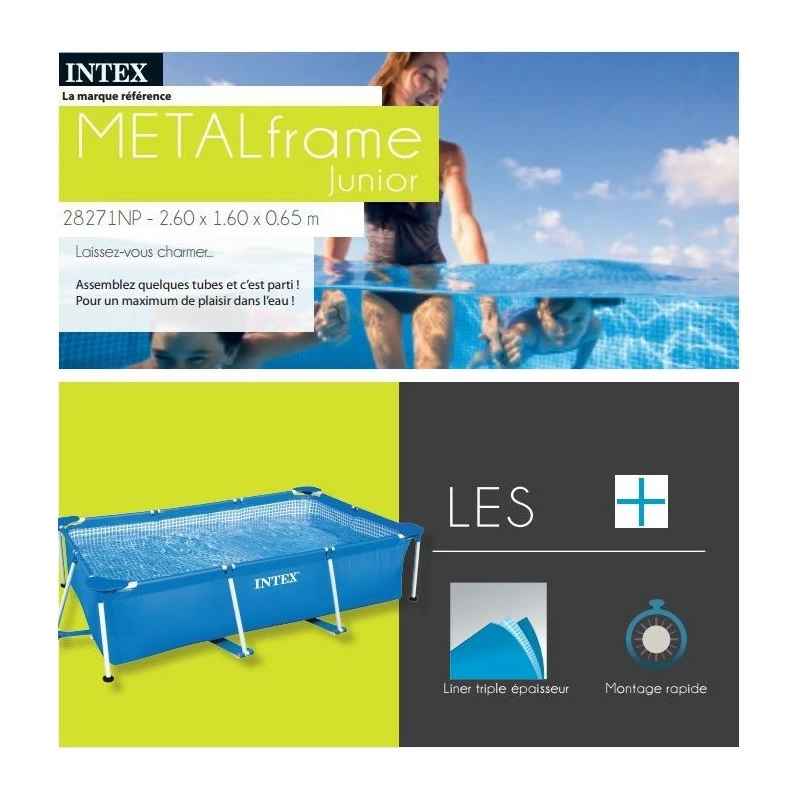 Piscine Tubulaire Rectangle 2,60 X 1,60 X 0,65 M Intex 5 Piscine Tubulaire Rectangle 2,60 X 1,60 X 0,65 M Intex – Image 3