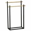 Porte Serviettes Métal Noir 2 Barres Bambou -Ledepot Mobilier Magasin porte serviettes metal noir 2 barres bambou
