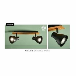 Rampe 2 Spots Atelier Métal Et Bois Ostaria -Ledepot Mobilier Magasin rampe 2 spots atelier metal et bois ostaria 2