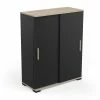 Demeyere Rangement 2 Portes Coulissantes Izzy Noir Et Bois -Ledepot Mobilier Magasin rangement 2 portes coulissantes izzy noir et bois