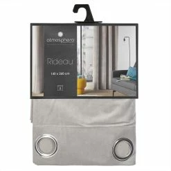 Rideau Gris Clair Lilou 140x260 Atmosphera -Ledepot Mobilier Magasin rideau gris cl lilou 140x260 atmosphera 2