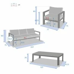 Salon De Jardin 5 Places Jauca Noisette / Gris Boisé Hespéride -Ledepot Mobilier Magasin salon de jardin 5 places jauca noisette gris boise hesperide 1 3