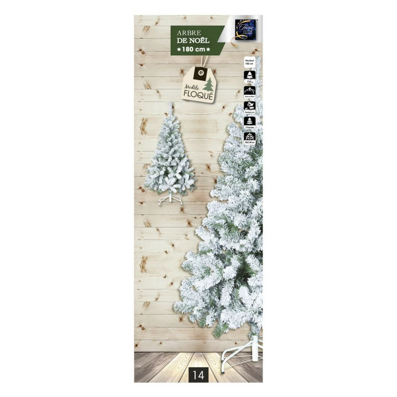 Sapin De Noël 180 Cm Vert Floqué Blanc 3 Sapin De Noël 180 Cm Vert Floqué Blanc – Image 2