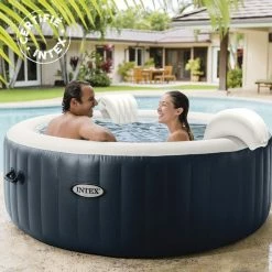 Spa Gonflable 4 Places Bulles Et Leds Blue Navy Intex -Ledepot Mobilier Magasin spa gonflable blue navy 4 places intex 5
