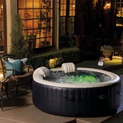 Spa Gonflable 6 Places Bulles Et Leds Blue Navy Intex -Ledepot Mobilier Magasin spa gonflable bulles et leds 6 places blue navy intex 3