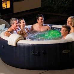 Spa Gonflable 6 Places Bulles Et Leds Blue Navy Intex -Ledepot Mobilier Magasin spa gonflable bulles et leds 6 places blue navy intex 5