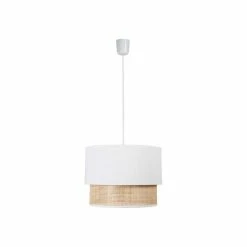 Suspension 2 Abat-jours Cannage Et Tissu Blanc Ostaria -Ledepot Mobilier Magasin suspension 2 abat jours cannage blanc ostaria 1