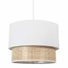 Suspension 2 Abat-jours Cannage Et Tissu Blanc Ostaria -Ledepot Mobilier Magasin suspension 2 abat jours cannage blanc ostaria