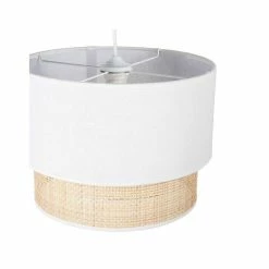 Suspension 2 Abat-jours Cannage Et Tissu Blanc Ostaria -Ledepot Mobilier Magasin suspension 2 abat jours cannage blanc ostaria 3