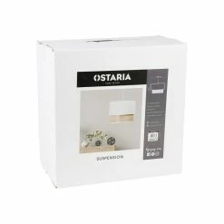 Suspension 2 Abat-jours Cannage Et Tissu Blanc Ostaria -Ledepot Mobilier Magasin suspension 2 abat jours cannage blanc ostaria 4