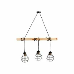 Suspension Indus Barre En Bois 3 Cordons Ostaria -Ledepot Mobilier Magasin suspension industrielle barre en bois 3 cordons ostaria 2