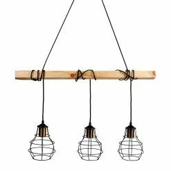 Suspension Indus Barre En Bois 3 Cordons Ostaria