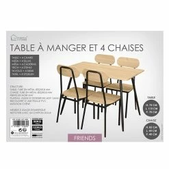 Table à Manger Et 4 Chaises Pieds Métal Noir Friends -Ledepot Mobilier Magasin table a manger et 4 chaises pieds metal noir friends 1