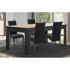 Table à Manger 160 Cm Coloris Noir Et Bois Wiva -Ledepot Mobilier Magasin table a manger lodz 160cm 1