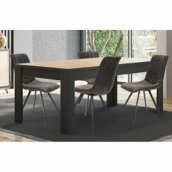 Table à Manger 160 Cm Coloris Noir Et Bois Wiva -Ledepot Mobilier Magasin table a manger lodz 160cm 2