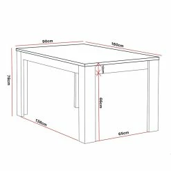 Table à Manger 160 Cm Coloris Noir Et Bois Wiva -Ledepot Mobilier Magasin table a manger lodz 160cm 3