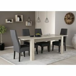 Demeyere Table Avec Rallonge 170/230x90cm Cannes -Ledepot Mobilier Magasin table avec rallonge 170 230x90cm cannes chene champagne beton clair 5