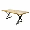 Table Bois Massif Et Pieds Métal Noir N°34 -Ledepot Mobilier Magasin table bois massif et pieds metal noir n34