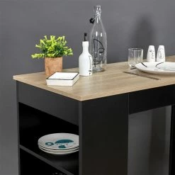 Table De Bar Avec étagères Et Plateau Bois -Ledepot Mobilier Magasin table de bar avec etagere plateau bois 4