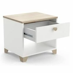 Demeyere Table De Chevet Izzy 1 Tiroir Blanc Et Bois -Ledepot Mobilier Magasin table de chevet izzy 1 tiroir blanc bois 1