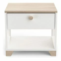Demeyere Table De Chevet Izzy 1 Tiroir Blanc Et Bois -Ledepot Mobilier Magasin table de chevet izzy 1 tiroir blanc bois 2