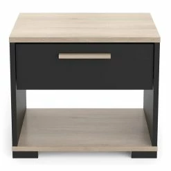 Demeyere Table De Chevet Izzy 1 Tiroir Noir Et Bois -Ledepot Mobilier Magasin table de chevet izzy 1 tiroir noir et bois 3