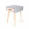Table De Chevet Pieds Bois 1 Tiroir Gris -Ledepot Mobilier Magasin table de chevet pieds bois tiroir gris