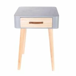 Table De Chevet Pieds Bois 1 Tiroir Gris -Ledepot Mobilier Magasin table de chevet pieds bois tiroir gris 2