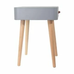 Table De Chevet Pieds Bois 1 Tiroir Gris -Ledepot Mobilier Magasin table de chevet pieds bois tiroir gris 3