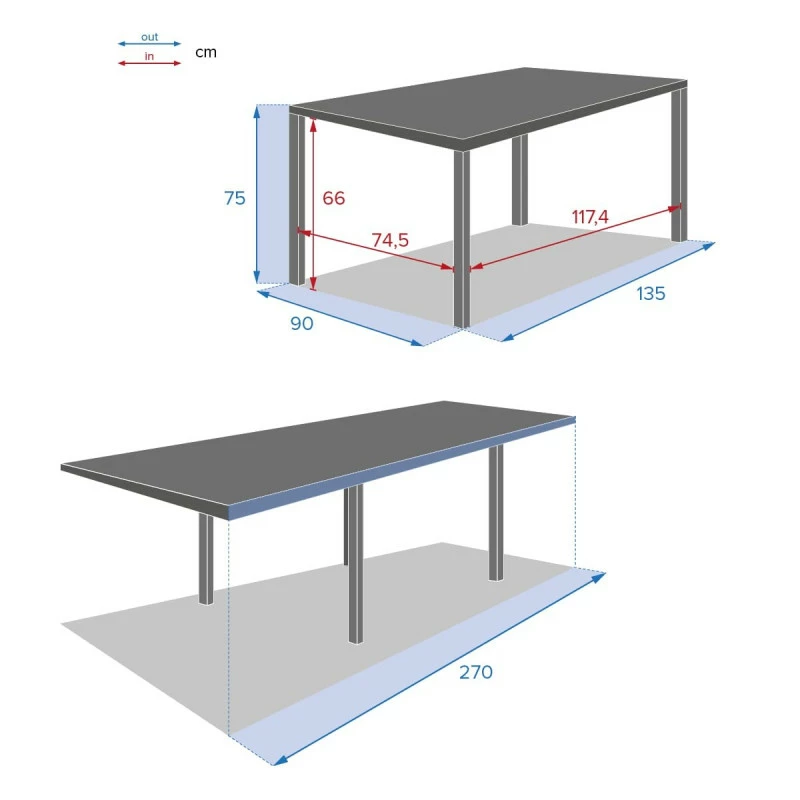 Table Rectangulaire Ext. Verre Piazza 10 P. Graphite Hespéride 6 Table Rectangulaire Ext. Verre Piazza 10 P. Graphite Hespéride – Image 4