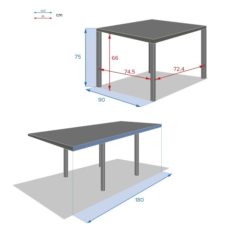Table Rectangulaire Extensible Piazza 8 P. Graphite Hespéride 10 Table Rectangulaire Extensible Piazza 8 P. Graphite Hespéride – Image 8