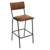 Tabouret De Bar En Cuir Marron Dario Atmosphera -Ledepot Mobilier Magasin tabouret bar cuir marron dario atmosphera