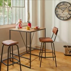 Tabouret De Bar En Cuir Marron Dario Atmosphera -Ledepot Mobilier Magasin tabouret bar cuir marron dario atmosphera 4