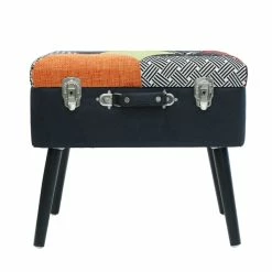Tabouret Coffre Valise Patchwork Sur Pieds -Ledepot Mobilier Magasin tabouret coffre valise patchwork sur pieds 6