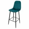 Tabouret De Bar En Velours Bleu Canard Pieds Métal Inoui -Ledepot Mobilier Magasin tabouret de bar en velours bleu canard pieds metal inoui