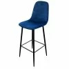 Tabouret De Bar En Velours Bleu Indigo Pieds Métal Inoui -Ledepot Mobilier Magasin tabouret de bar en velours bleu indigo pieds metal inoui